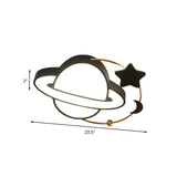 Modern Led Planet Flush Mount With Moon And Star Design - Black Acrylic Ceiling Light Fixture