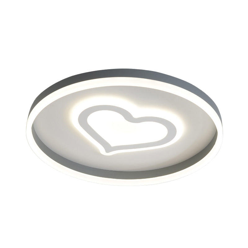 Grey Acrylic Led Ceiling Lamp: Modern Circular Flush Light With Butterfly/Loving Heart Design For