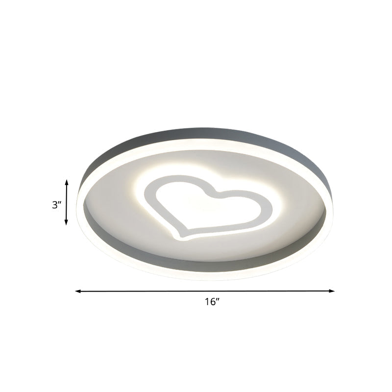 Grey Acrylic Led Ceiling Lamp: Modern Circular Flush Light With Butterfly/Loving Heart Design For