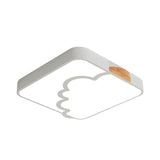 Minimalist Acrylic Led Ceiling Flush Mount In Grey/White/Green With Wood Detail
