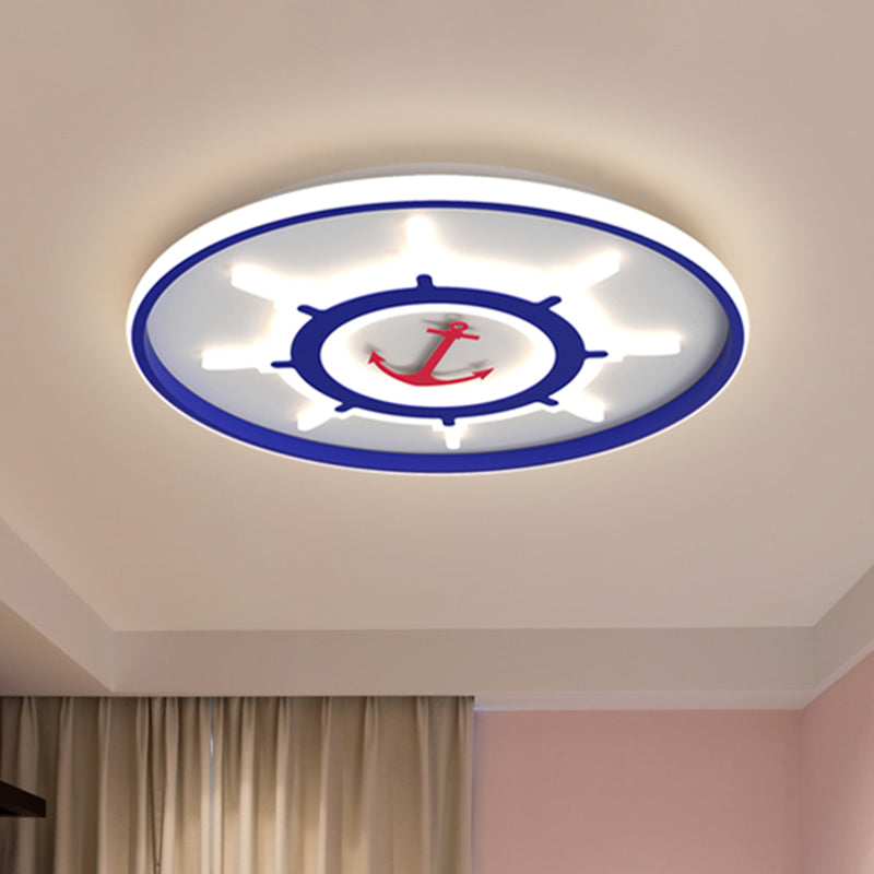 Blue Rudder Led Acrylic Flush Mount Ceiling Light - Mediterranean Style