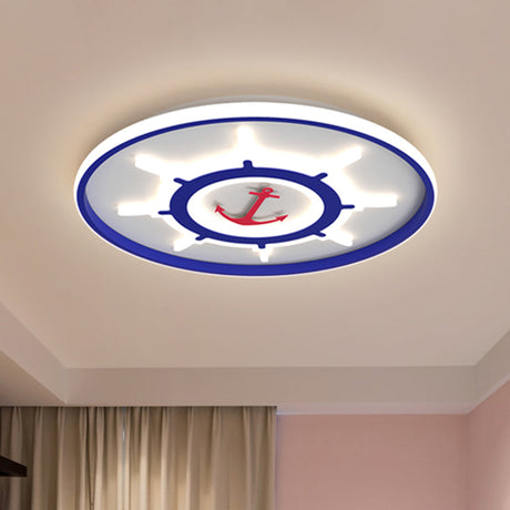 Blue Rudder Led Acrylic Flush Mount Ceiling Light - Mediterranean Style