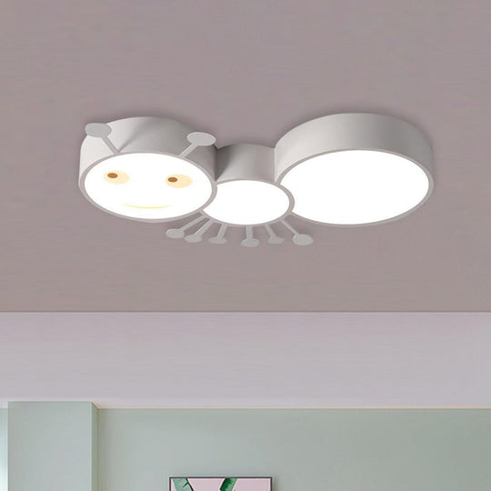 Kids Room Macaroon Themed Led Ceiling Light Fixture In White/Pink/Blue White