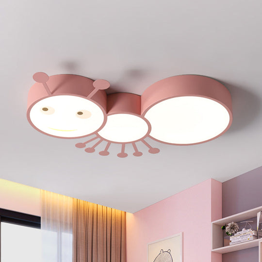Kids Room Macaroon Themed Led Ceiling Light Fixture In White/Pink/Blue Pink