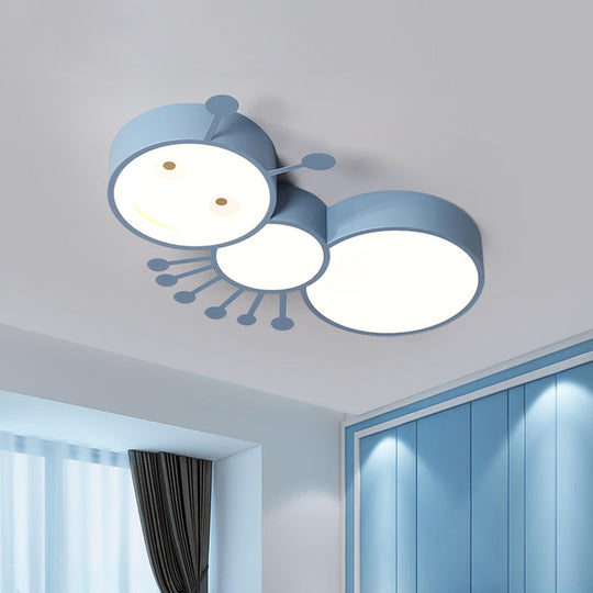 Kids Room Macaroon Themed Led Ceiling Light Fixture In White/Pink/Blue