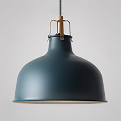 Industrial Style Metal Pendant Light With Adjustable Cord - 1-Light 8.5’/13’ Width Domed