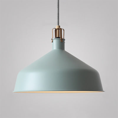 Industrial Style Metal Pendant Light With Adjustable Cord - 1-Light 8.5’/13’ Width Domed