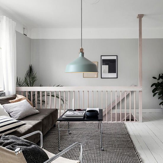 Industrial Style Metal Pendant Light With Adjustable Cord - 1-Light 8.5’/13’ Width Domed