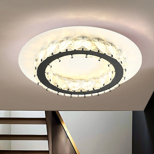 Minimalist K9 Crystal Ceiling Light With Warm/White Led Flush Mount For Circular Corridors White /