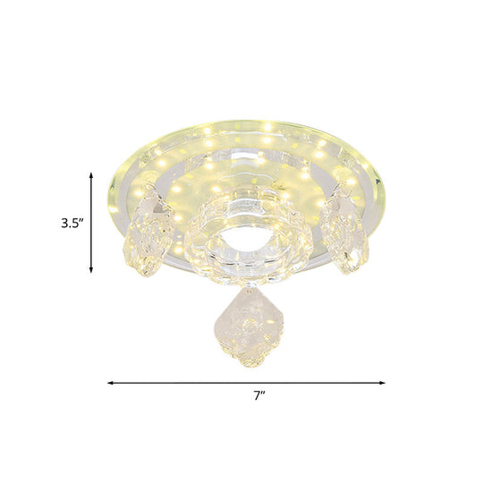 Clear Crystal Led Ceiling Light For Modernist Foyer - Flush Mount Fixture