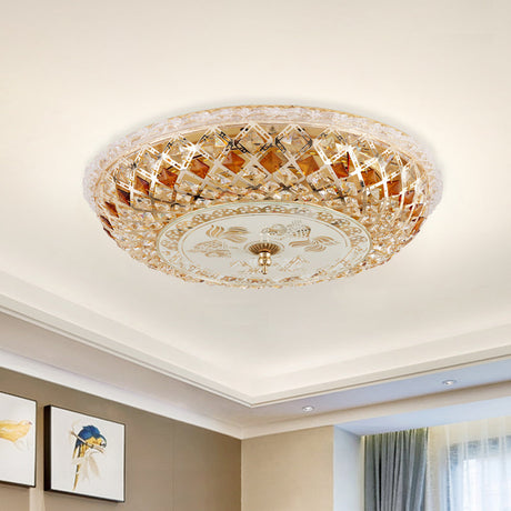 Modern Gold Crystal Led Bedroom Ceiling Flush Mount Lamp
