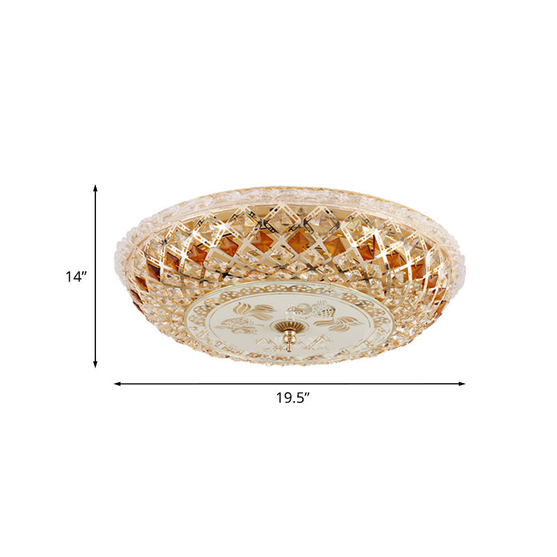Modern Gold Crystal Led Bedroom Ceiling Flush Mount Lamp