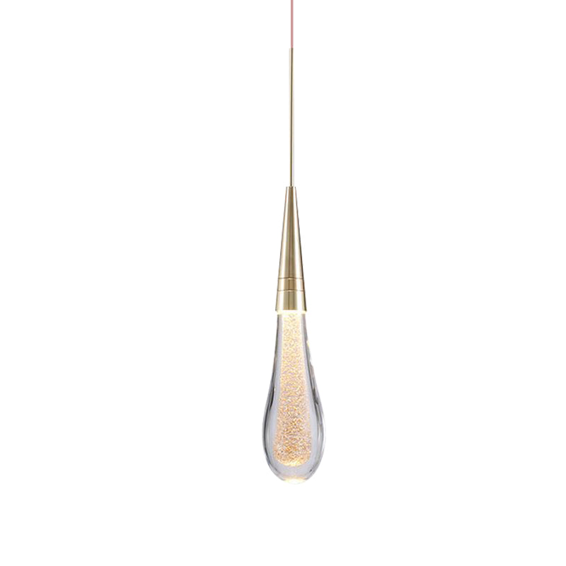 Modern Brass Droplet Crystal Ceiling Lamp With Led Pendant Light For Living Room