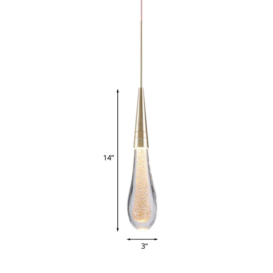 Modern Brass Droplet Crystal Ceiling Lamp With Led Pendant Light For Living Room