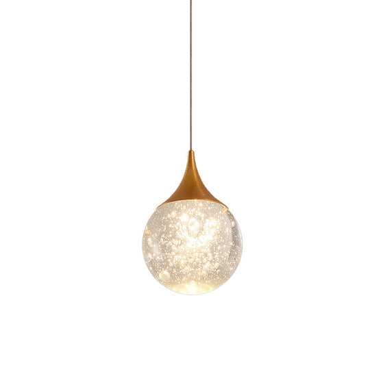 Simple Seeded Crystal Ball Bedroom Suspension Lighting Coffee Hanging Lamp