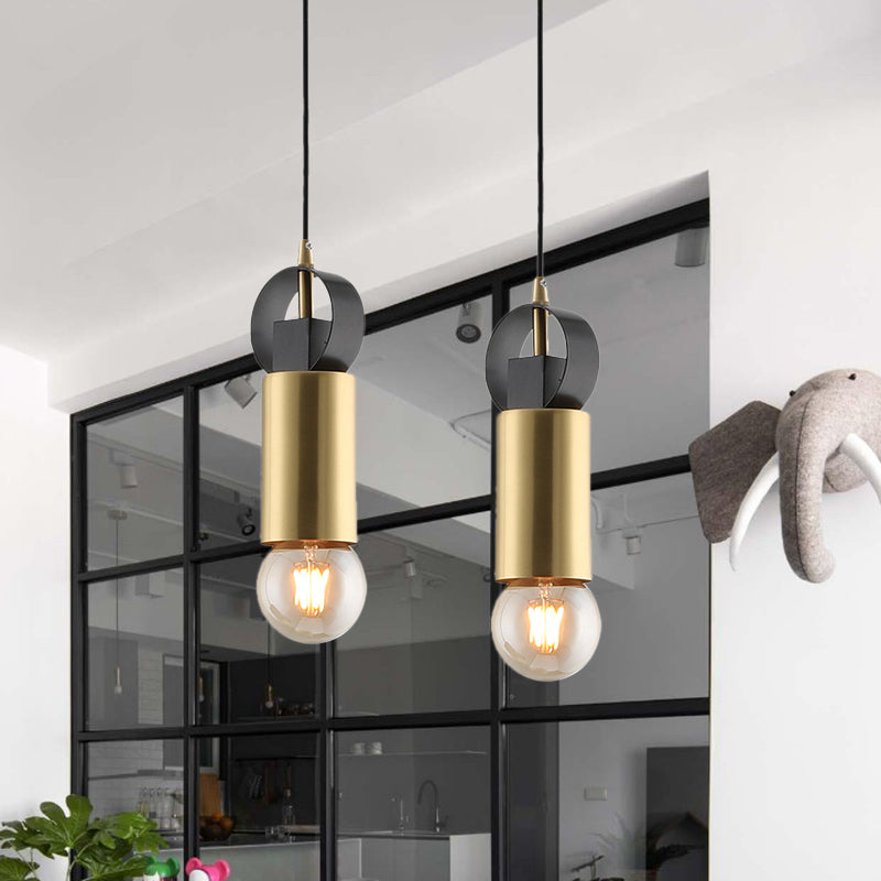 Modern Tube Mini Pendulum Light - Brass Finish For Bedroom Suspension