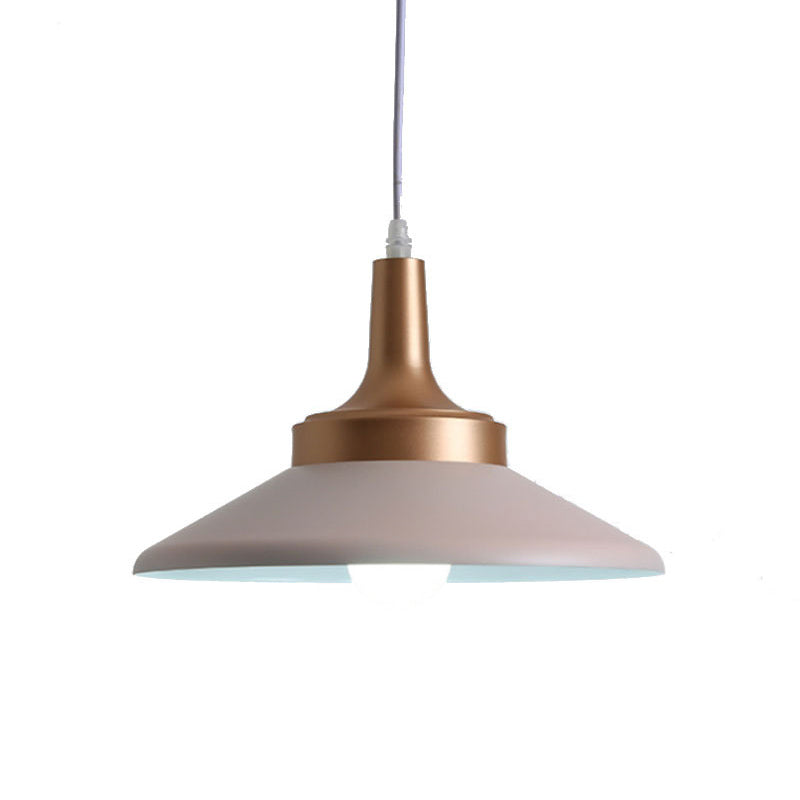 Sleek Pink Saucer Suspension Light - Minimal Metal 1-Head Ceiling Hang Fixture 12’/14’ Width