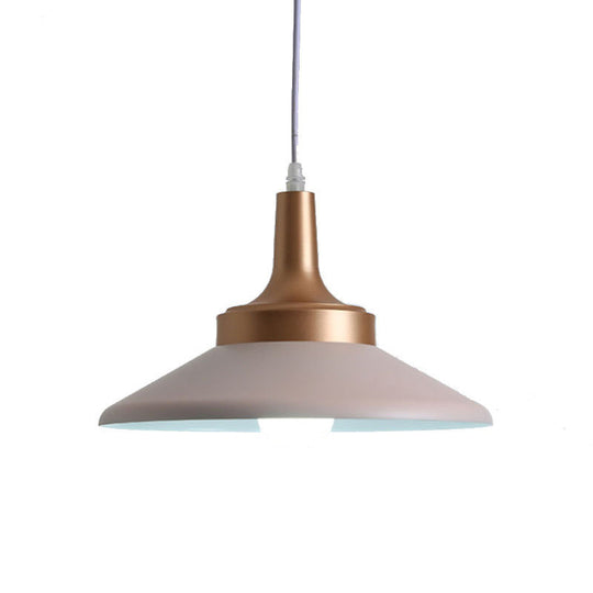 Sleek Pink Saucer Suspension Light - Minimal Metal 1-Head Ceiling Hang Fixture 12’/14’ Width