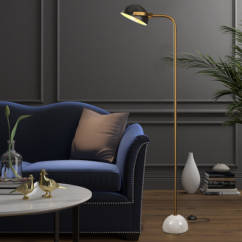 Modern Black Domed Rotatable Floor Lamp With Metallic Handle