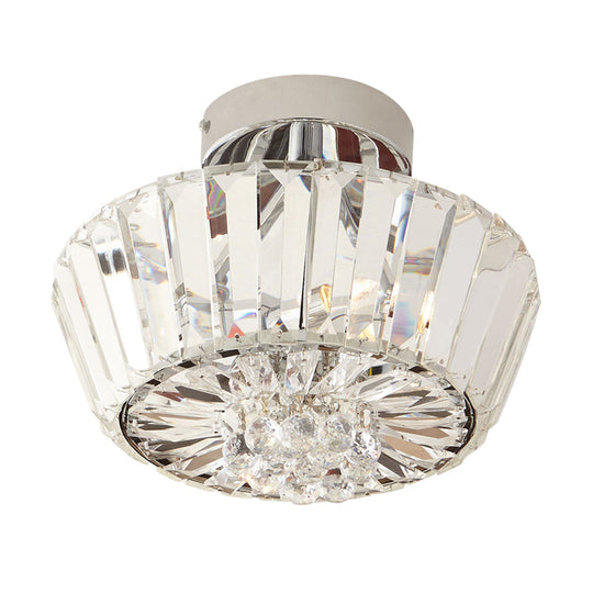Contemporary Crystal Block 3 - Light Chrome Cone Porch Ceiling Mounted Semi Flush Mount