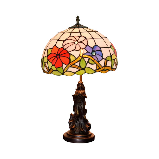 Penelope - Bronze Beauty Nightstand Light Tiffany Table Lamp Floral Pink/Purple