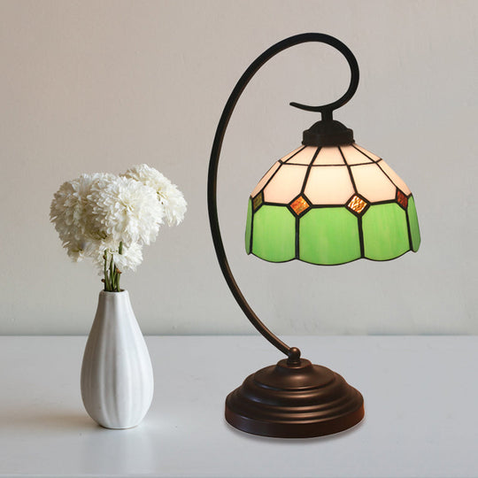 Baroque Orange/Blue/Yellow Cut Glass Task Table Lamp With Swirl Arm