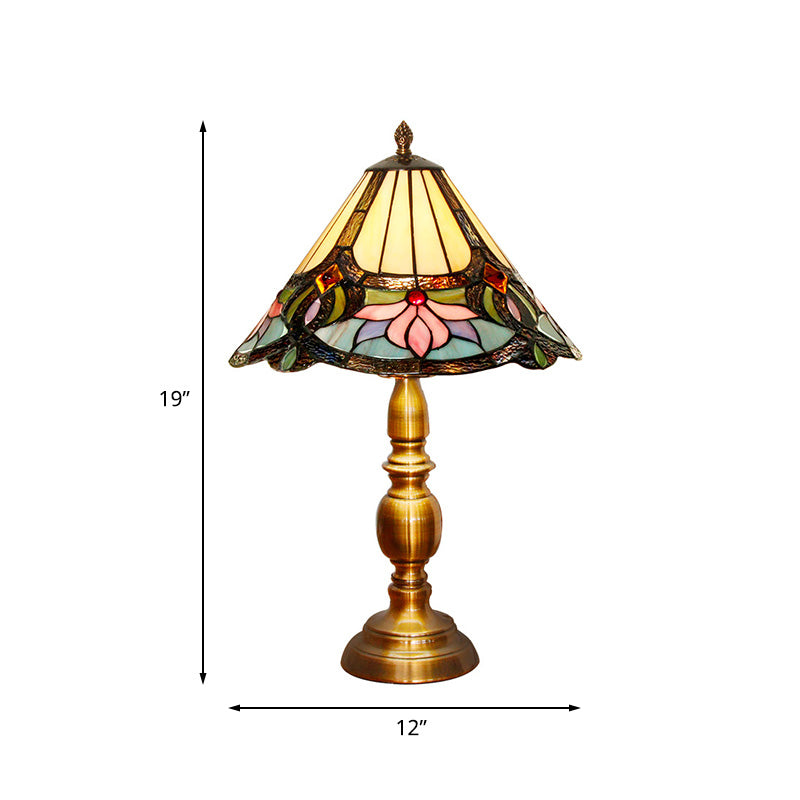 Chort - Baroque Conical Hand Cut Glass Lotus Table Light Brushed Brass