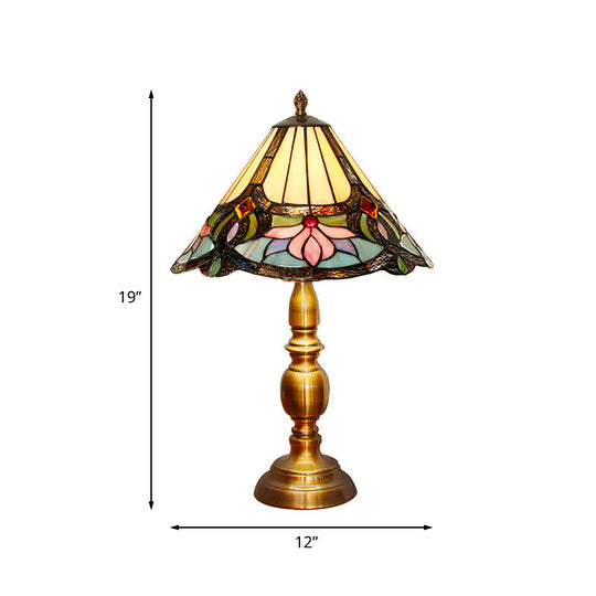 Chort - Baroque Conical Hand Cut Glass Lotus Table Light Brushed Brass