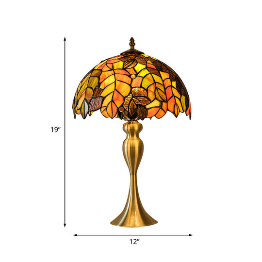 Abigail - Baroque 1-Light Leaf Patterned Night Lamp Gold Finish Hand Cut Glass Table Lighting With
