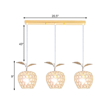 Modern Crystal Cluster Pendant With Apple-Like Design - Gold Finish