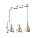 Iron Teardrop Cluster Pendant Light With Crystal Decor - 3 White Heads