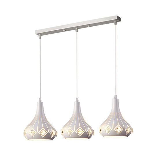 Laser-Cut Urn Pendant: Modern Iron 3-Light Dining Room Lamp In White