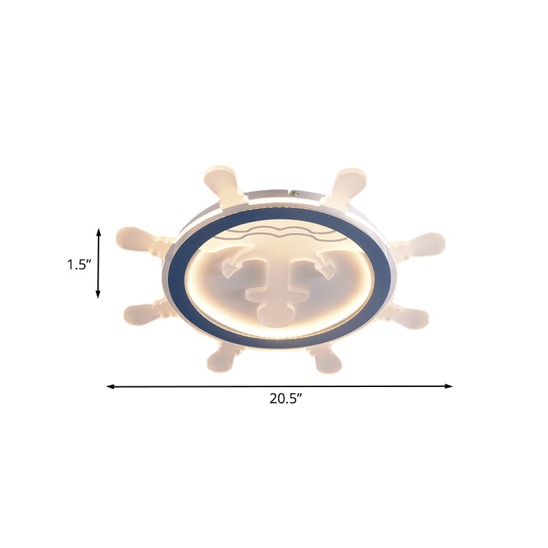 Blue Anchor Mediterranean Flush Mount Led Ceiling Light For Living Room