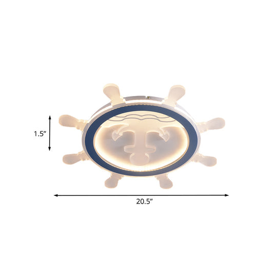 Blue Anchor Mediterranean Flush Mount Led Ceiling Light For Living Room