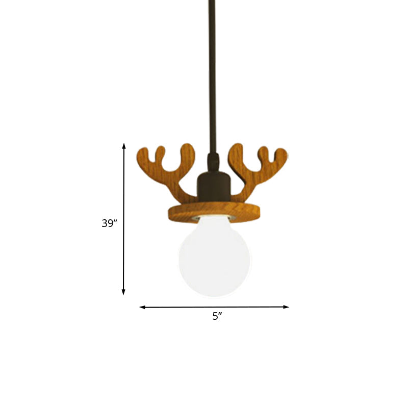 Black Iron Macaroon Antler Ceiling Pendant Light Fixture - 1 Bulb Suspended With Or Without Shade