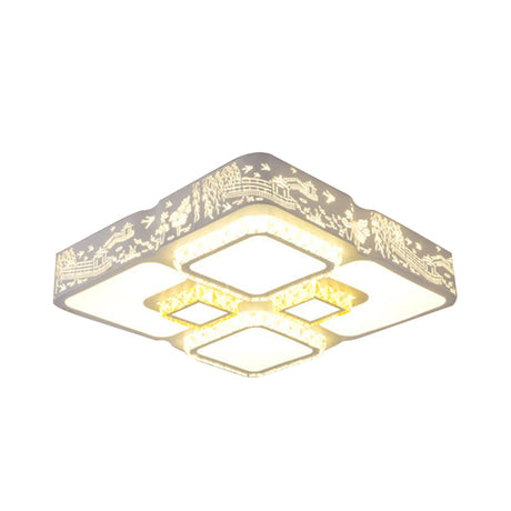 Modern Led Crystal Square Ceiling Light For Bedroom
