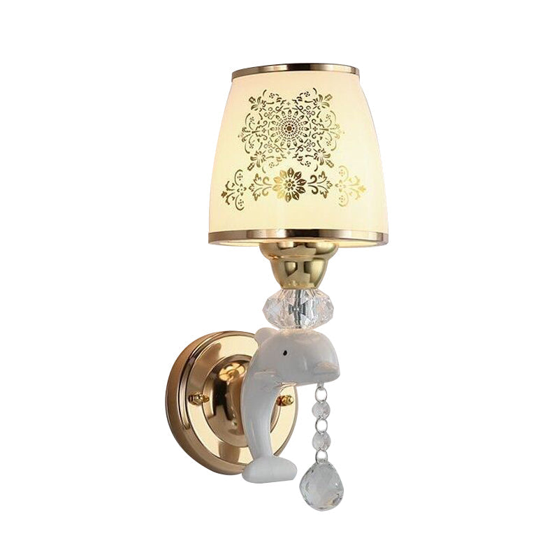 Modern Trapezoid Opal Glass Shade Wall Sconce - Gold Finish 1/2-Light Mount Lamp Fixture