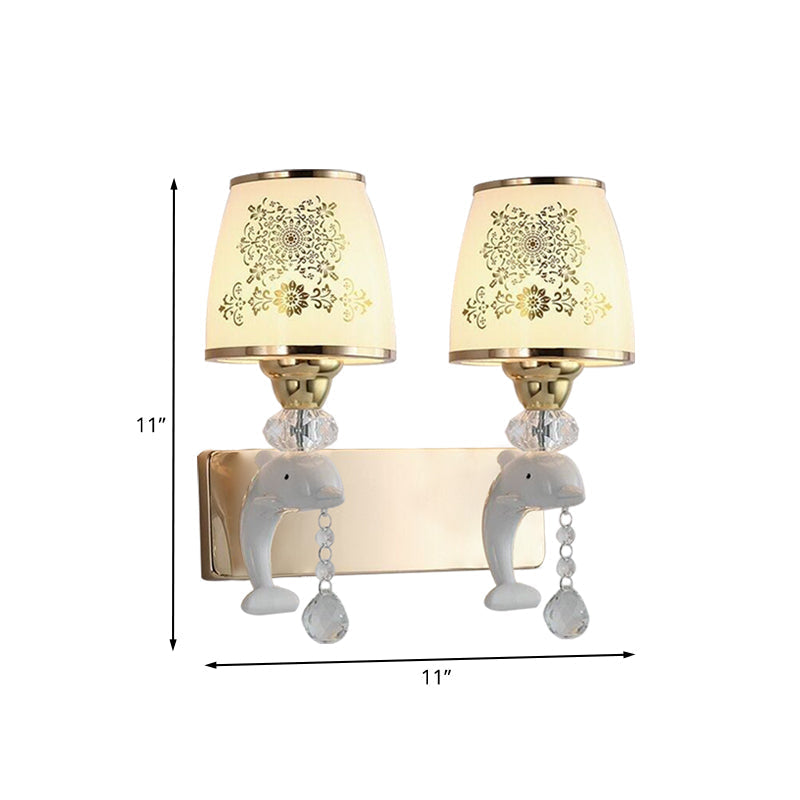 Modern Trapezoid Opal Glass Shade Wall Sconce - Gold Finish 1/2-Light Mount Lamp Fixture