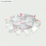 9 - Head White Glass Rose Ceiling Light - Countryside Flush Mount For Living Room