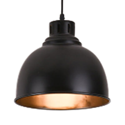 Black Farmhouse Pendant Light With Adjustable Cord And Dome Shade