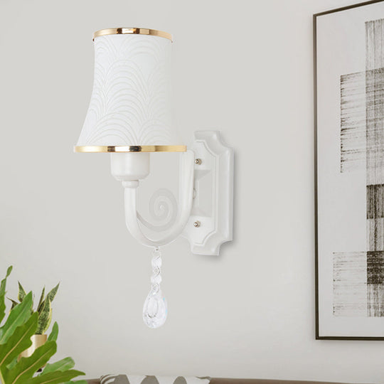 Contemporary Gold Wall Sconce 1 Light Textured Glass Mount Fixture Ideal For Living Room