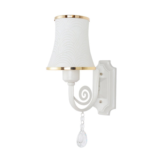 Contemporary Gold Wall Sconce 1 Light Textured Glass Mount Fixture Ideal For Living Room