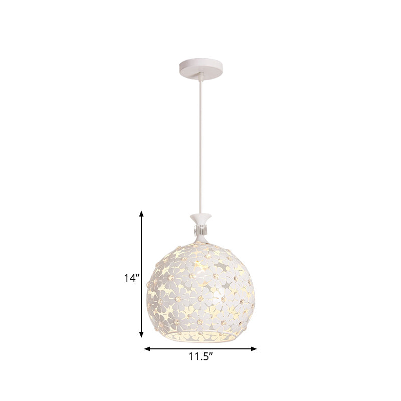 Modern Floret Drop Pendant Light With Globe Design - White Iron Ceiling Lamp