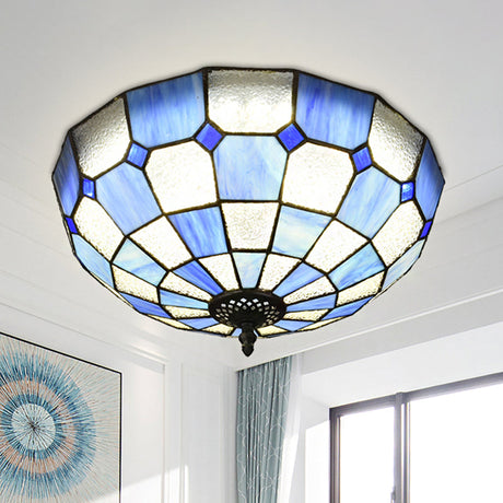 Baroque 3-Head Cut Glass Clear/Textured White Flushmount Ceiling Light