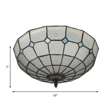 Baroque 3-Head Cut Glass Clear/Textured White Flushmount Ceiling Light