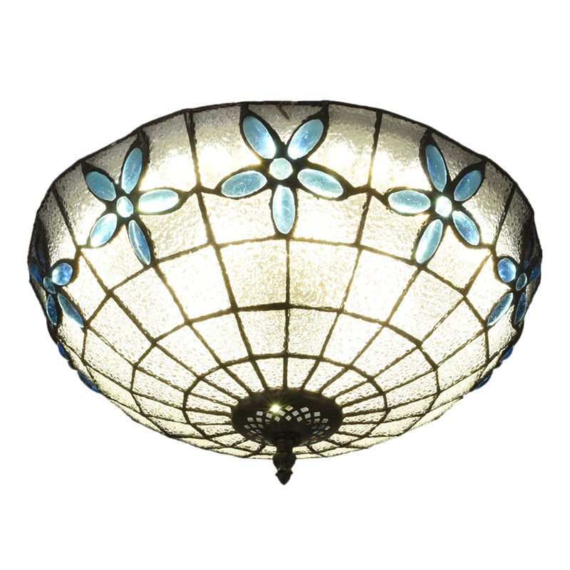 Baroque 3 - Head Cut Glass Clear/Textured White Flushmount Ceiling Light