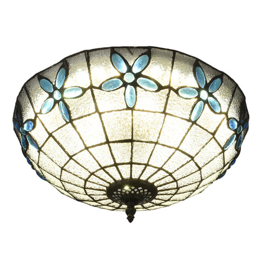 Baroque 3 - Head Cut Glass Clear/Textured White Flushmount Ceiling Light