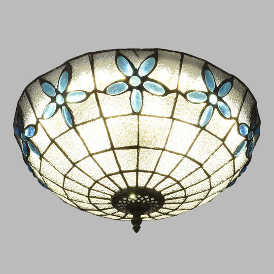 Baroque 3 - Head Cut Glass Clear/Textured White Flushmount Ceiling Light