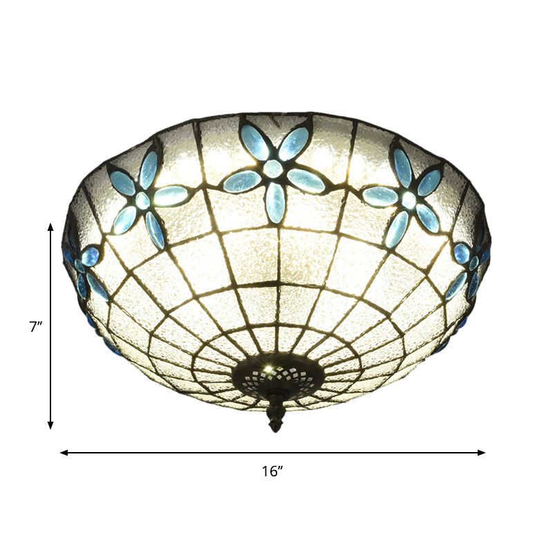 Baroque 3 - Head Cut Glass Clear/Textured White Flushmount Ceiling Light