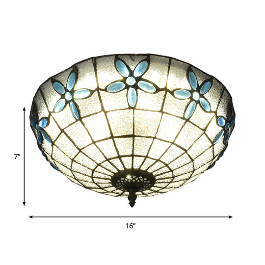 Baroque 3 - Head Cut Glass Clear/Textured White Flushmount Ceiling Light